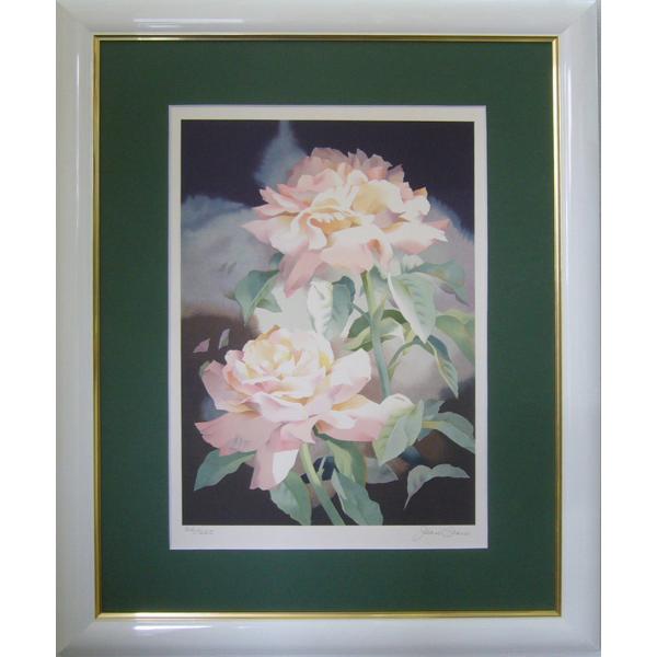 絵画 ジーン フラン 版画 静物画 リトグラフ 白い花 送料無料 : p90761 