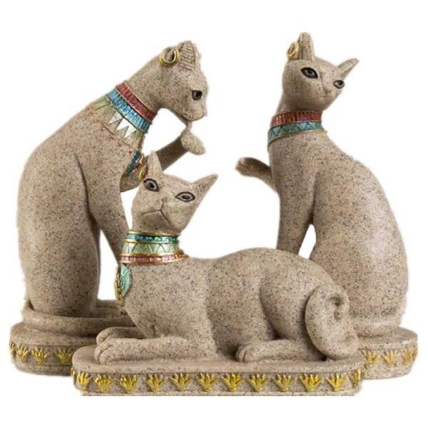 置物 エジプトキャット 3体セット 石像 女神 インテリア インテリア