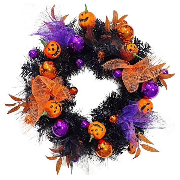 [Release date: September 12, 2025]ハロウィンデコレーションの主役にぴったり！存在感バツグンの特大パンプキンリースです。オレンジ×ブラックを基調とした王道のハロウィンカラーに、かぼちゃのオーナメントがたっぷり...