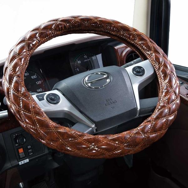 極太ハンドルカバー ウッドダイヤ ブラウン 2HL 4tトラック、大型