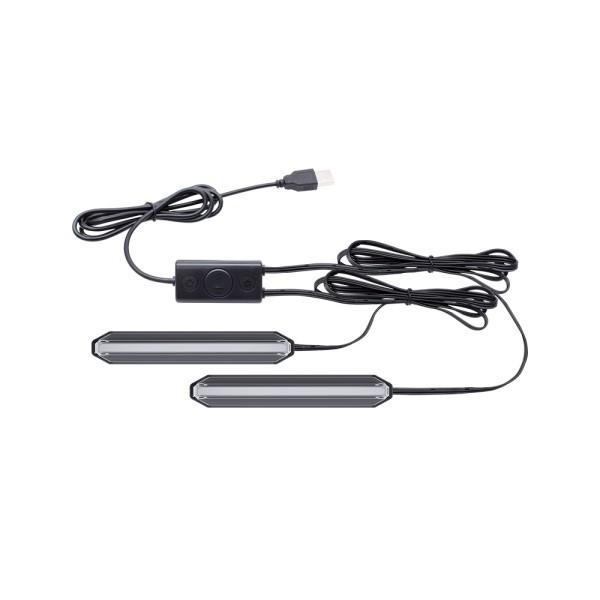 ダンシングイルミ ツインライト カー用品 DC5V 高輝度 LED 2本入 間接照明 明るさ調節 曲面 サウンドセンサー 車内 ライトアップ PF-451 ヤック
