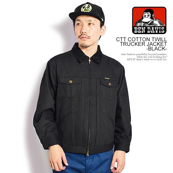 ベンデイビス ジャケット BEN DAVIS CTT COTTON TWILL TRUCKER JACKET -BLACK- トラッカージャケット ワークジャケット