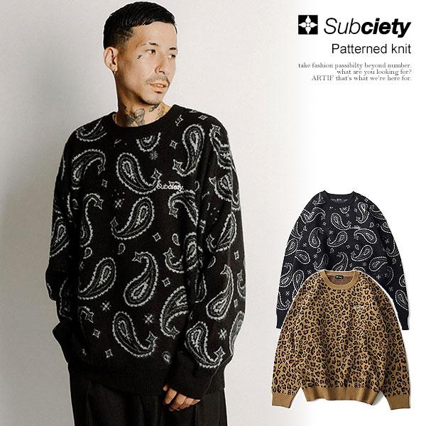 SUBCIETY サブサエティ Patterned knit subciety メンズ ニット セーター 総柄ニット ペイズリー柄 レオパード柄 送料無料 atftps Subciety（サブサエティ） ニット SUBCIETY Patterned knit subciety