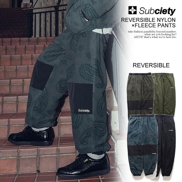SUBWARE フリースパンツ オリーブ/ブラック Subciety（サブサエティ） SALE セール パンツ SUBCIETY REVERSIBLE