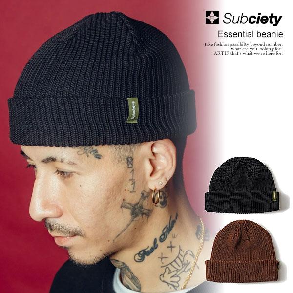 サブサエティ ニットキャップ SUBCIETY Essential beanie subciety メンズ ワッチキャップ ニット帽 ビーニー 送料無料 ストリート
