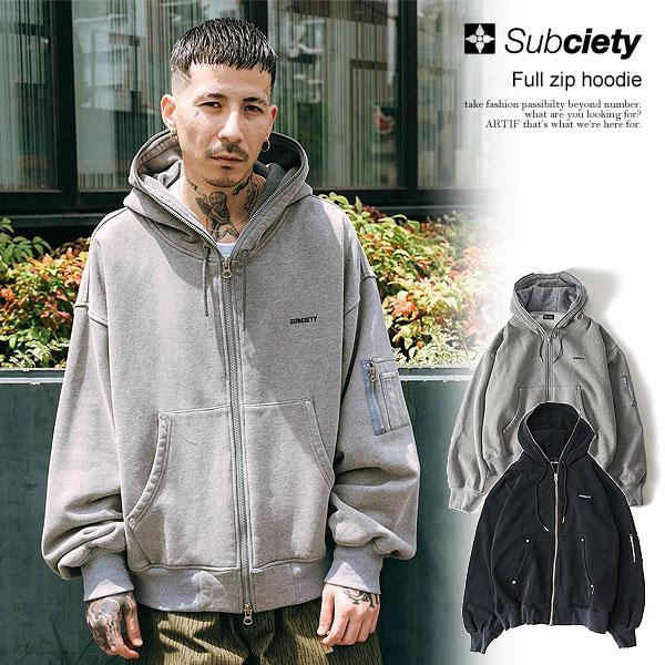 SUBCIETY サブサエティ Full zip hoodie subciety メンズ パーカー ジップパーカー スウェット 裏起毛 ヴィンテージ加工 送料無料 atftps Subciety（サブサエティ） パーカー SUBCIETY Full zip hoodie