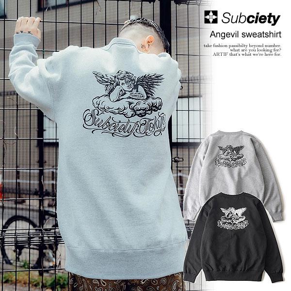 SALE セール サブサエティ スウェット SUBCIETY Angevil sweatshirt subciety メンズ トレーナー クルーネックスウェット 裏起毛