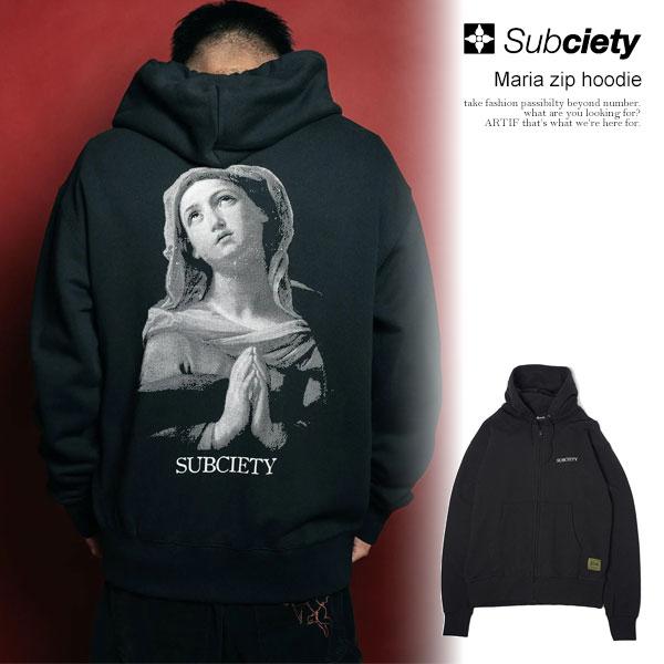 Subciety サブサエティ　スカルマリア　フルジップパーカー　L Subciety (サブサエティ) EMBROIDERY MARIA ZIP PARKA BLACK / ロック