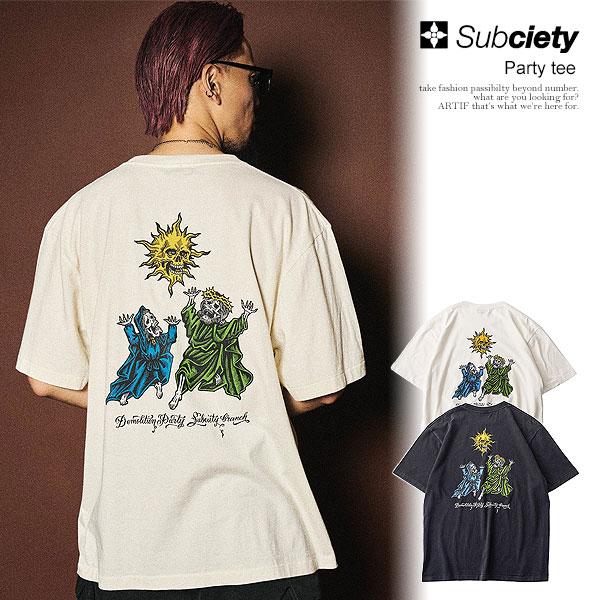 サブサエティ Tシャツ SUBCIETY Party tee メンズ 半袖 グラフィックTシャツ タトゥーデザイン 送料無料 ストリート