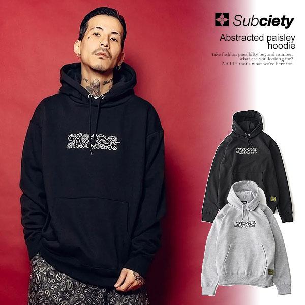 SUBCIETY サブサエティ Abstracted paisley hoodie subciety メンズ パーカー プルオーバー スウェット ヘビーウェイト 裏起毛 atftps Subciety（サブサエティ） パーカー SUBCIETY Abstracted paisley