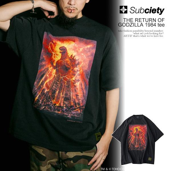 SALE セール サブサエティ Tシャツ 「ゴジラ」 × SUBCIETY THE RETURN OF GODZILLA 1984 tee メンズ 半袖 GODZILLA コラボ