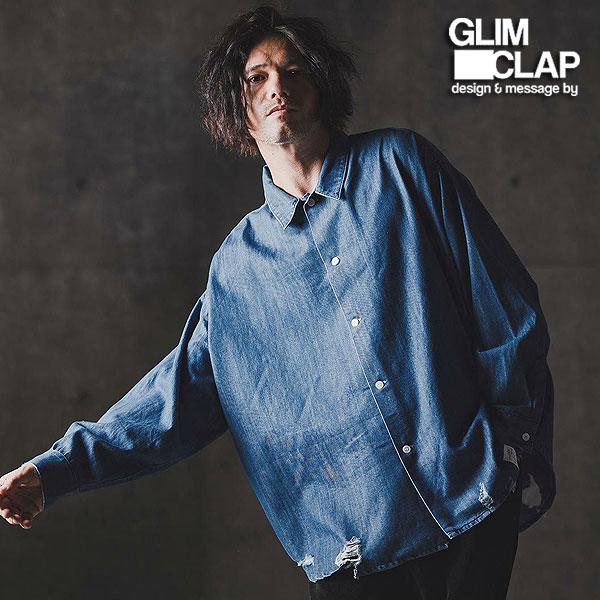 【お取り寄せ 30%OFF SALE セール】グリムクラップ シャツ GLIMCLAP Ripped denim shirt メンズ 爆買 キャンセル不可