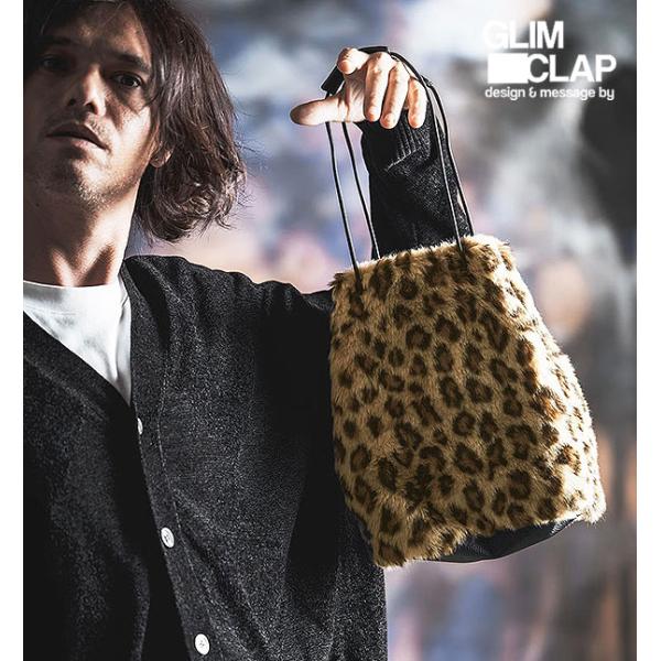 2026 秋冬 2nd 先行予約 11月下旬〜12月上旬入荷予定 グリムクラップ トートバッグ GLIMCLAP Leopard Faux Fur Drawstring Tote