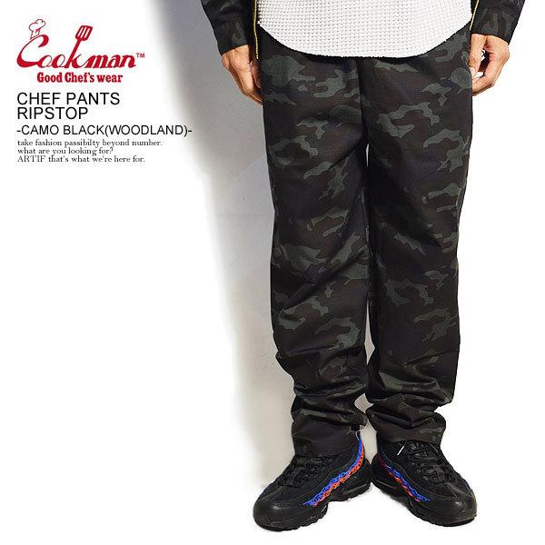 COOKMAN（クックマン） シェフパンツ CHEF PANTS RIPSTOP CAMO BLACK