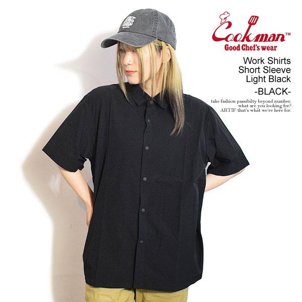 クックマン シャツ COOKMAN Work Shirts Short Sleeve Light Black -BLACK- メンズ 半袖 ドライ素材 ワークシャツ 送料無料 ストリート