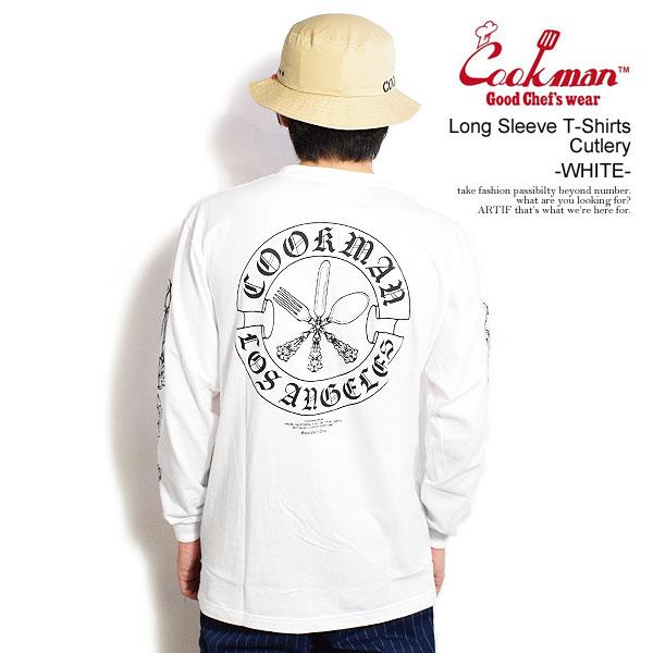 クックマン Tシャツ COOKMAN Long Sleeve T-Shirts Cutlery -WHITE- メンズ レディース 長袖 ロンT  ストリート