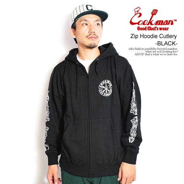 COOKMAN（クックマン） パーカー COOKMAN Zip Hoodie Cutlery -BLACK 