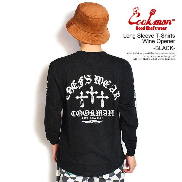 クックマン Tシャツ COOKMAN Long Sleeve T-Shirts Wine Opener -BLACK- メンズ 長袖 ロンT グラフィックTシャツ 送料無料