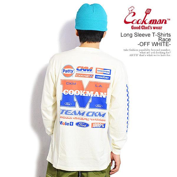 クックマン Tシャツ COOKMAN Long Sleeve T-Shirts Race -OFF WHITE- メンズ 長袖 ロンT グラフィックTシャツ 送料無料 ストリート