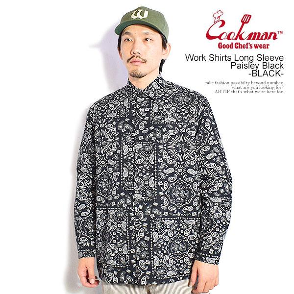 クックマン シャツ COOKMAN Work Shirts Long Sleeve Paisley Black -BLACK- 長袖 ワークシャツ アメリカ 西海岸 シェフウェア