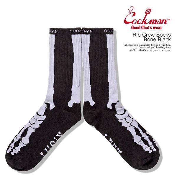 クックマン ソックス COOKMAN Rib Crew Socks Bone Black -BLACK- メンズ クルーソックス 靴下 ミドルソックス ストリート