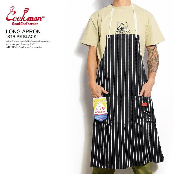 COOKMAN クックマン エプロン LONG APRON -STRIPE BLACK
