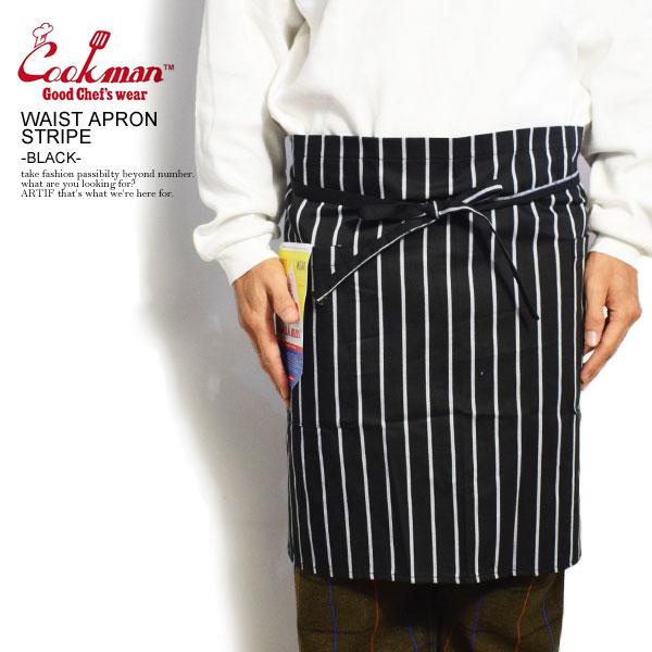 COOKMAN クックマン エプロン ウエストエプロン WAIST APRON STRIPE BLACK メンズ レディース 男女兼用 おしゃれ コックマン