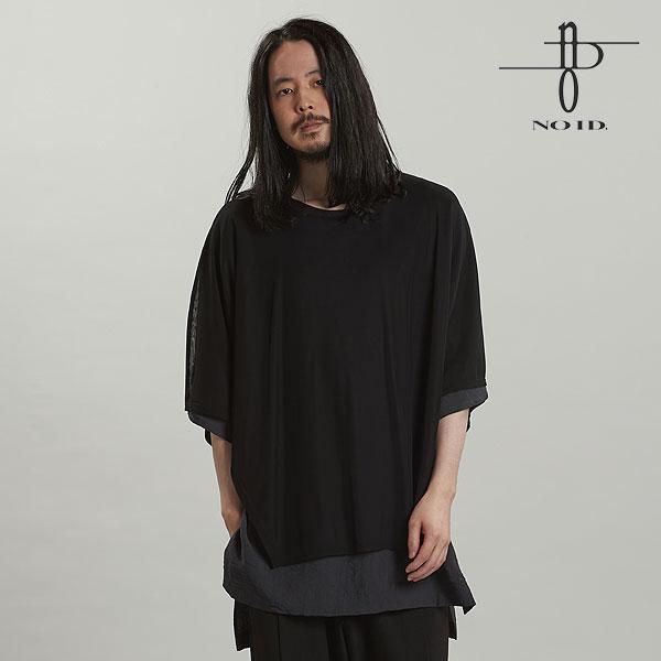 SALE セール ノーアイディー Tシャツ NO ID. BLACK シアーレイヤードC/N BIG-T メンズ 5分袖 ビッグシルエット