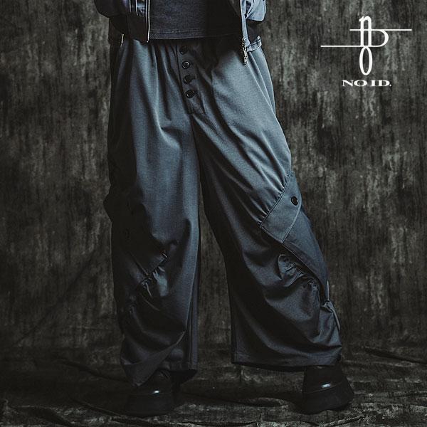 NO ID.（ノーアイディー） パンツ NO ID. BLACK サイドギャザーワイド