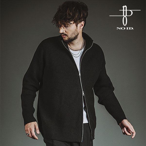 2025 冬 先行予約 12月上旬入荷予定 NO ID. BLACK ノーアイディー アシンメトリ-ドライバーズニットCD カーディガン 送料無料 atftps NO ID.（ノーアイディー） 2025 冬 先行予約 12月上旬入荷予定