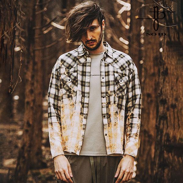 60％OFF SALE セール NO ID. ノーアイディー ブリーチチェックウエスタンSH メンズ シャツ atftps NO ID.（ノーアイディー） SALE セール シャツ ブリーチチェック