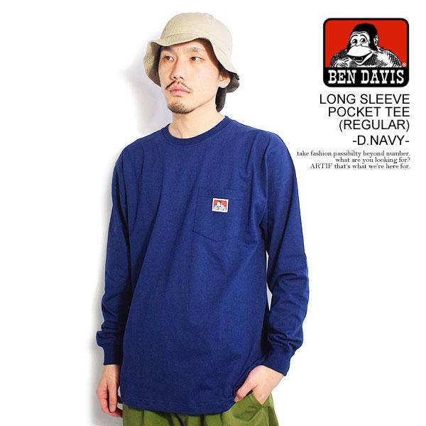 ベンデイビス Tシャツ BEN DAVIS LONG SLEEVE POCKET TEE(REGULAR) -D.NAVY- メンズ 長袖 ロンT ポケットTシャツ ストリート