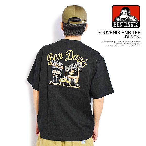 ベンデイビス Tシャツ BEN DAVIS SOUVENIR EMB TEE -BLACK- メンズ 半袖 刺繍 ビッグシルエット 送料無料 ストリート
