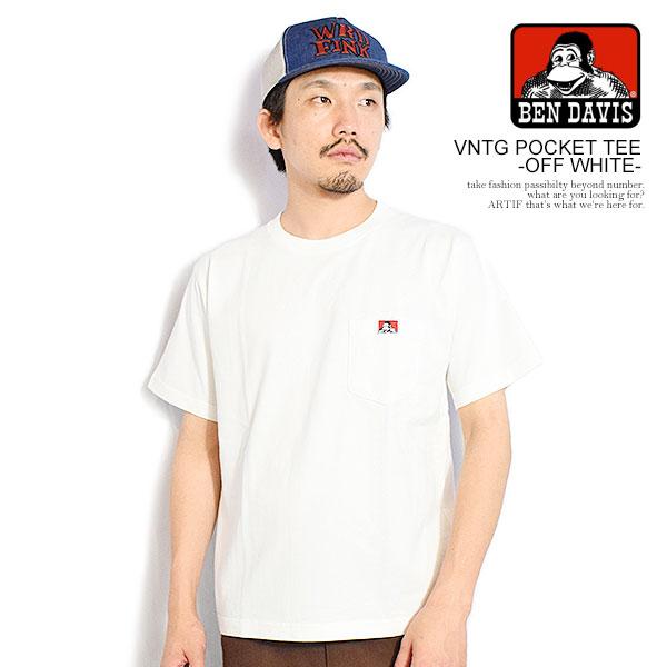 ベンデイビス Tシャツ BEN DAVIS VNTG POCKET TEE -OFF WHITE- メンズ 半袖 ポケットTシャツ ブリーチ加工 送料無料 ストリート