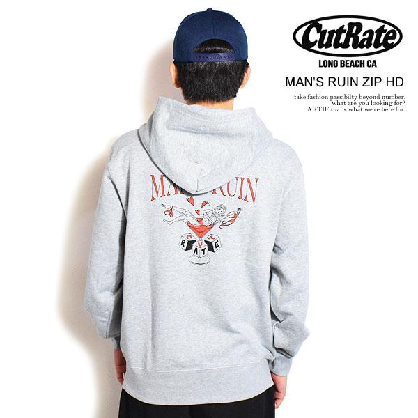 CUTRATE カットレイト MAN'S RUIN ZIP HD cutrate メンズ パーカー ジップパーカー スウェット 裏パイル 送料無料 ストリート atftps カットレイト パーカー CUTRATE MAN'S RUIN ZIP HD cutrate メンズ