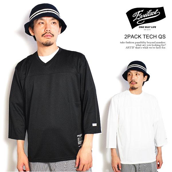 EVILACT イーブルアクト 2PACK QS メンズ Tシャツ 7分袖 パックTシャツ 2枚入り 送料無料 ストリート atftps イーブルアクト Tシャツ EVILACT 2PACK TECH QS メンズ 7分袖 パックT