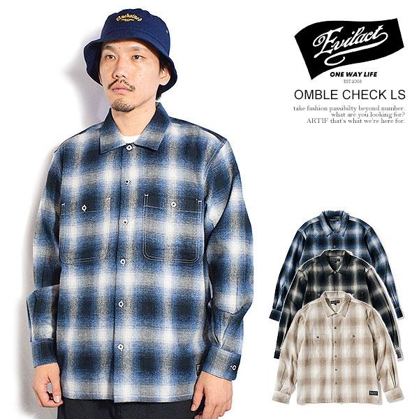 イーブルアクト シャツ EVILACT OMBLE CHECK LS メンズ 長袖 チェックシャツ オンブレチェック 送料無料 ストリート