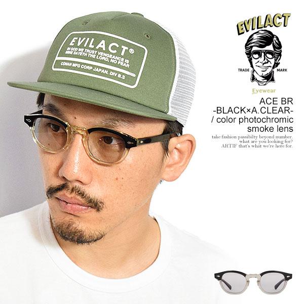 イーブルアクト アイウェア サングラス EVILACT EYEWEAR ACE BR -BLACK×A.CLEAR- / color photochromic smoke lens メンズ