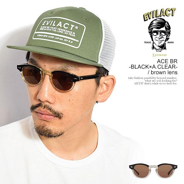 イーブルアクト アイウェア サングラス EVILACT EYEWEAR ACE BR -BLACK×A.CLEAR- / brown lens バイカーシェード カラーレンズ