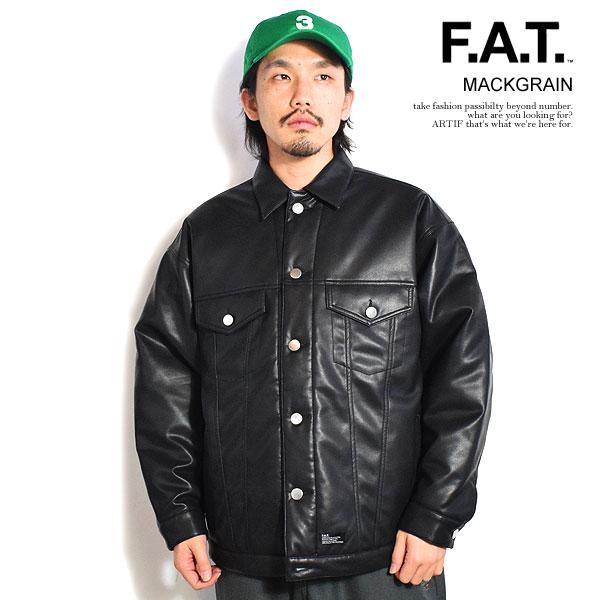 FAT / MACKGRAIN/シンセティックレザー/トラッカージャケット//L/ブラック/f32510-jk05-ab FAT SALE セール エフエーティー ジャケット FAT MACKGRAIN メンズ