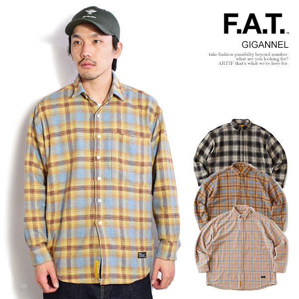 F.A.T. フランネルネルシャツ イエロー・ブラックチェック FAT エフエーティー シャツ FAT GIGANNEL メンズ 長袖 チェックシャツ