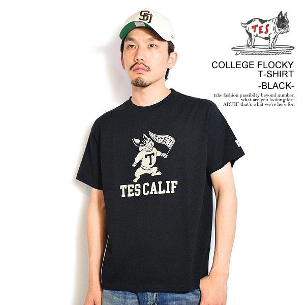 エンドレスサマー Tシャツ The Endless Summer TES COLLEGE FLOCKY T-SHIRT -BLACK- メンズ 半袖 TES USコットン 送料無料