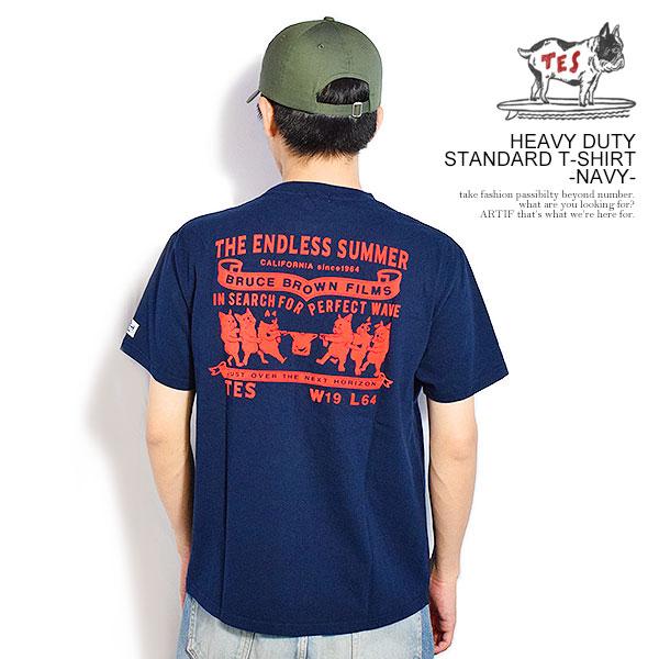 エンドレスサマー Tシャツ The Endless Summer TES HEAVY DUTY STANDARD T-SHIRT -NAVY- メンズ 半袖 TES USコットン