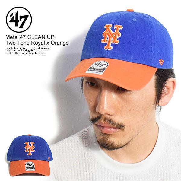 �t�H�[�e�B�[�Z�u�� �L���b�v '47 Mets '47 CLEAN UP Two Tone Royal x Orange �����Y �X�q ���[�L���b�v ���b�c �N���[���i�b�v