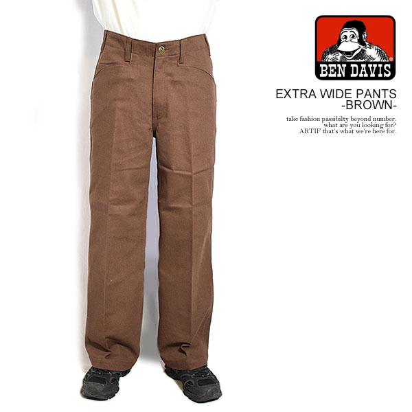 ベンデイビス パンツ BEN DAVIS EXTRA WIDE PANTS -BROWN- メンズ ワークパンツ カツラギ ワイドパンツ 送料無料 ストリート