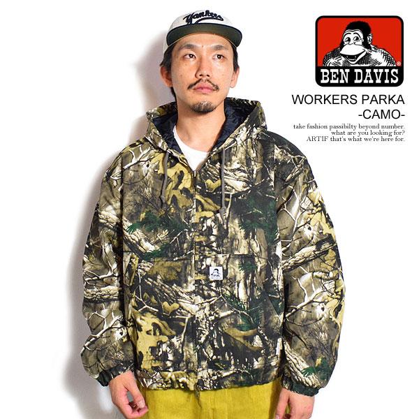 SALE セール ベンデイビス ジャケット BEN DAVIS WORKERS PARKA -CAMO- メンズ ワークジャケット フードジャケット