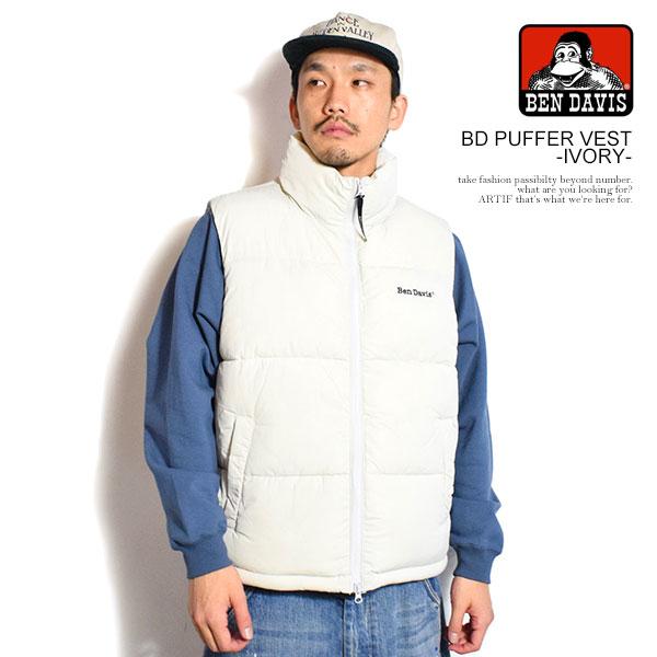 BEN DAVISパファーベスト/ダウンベスト、white label XL BEN DAVIS/WHITE LABEL ベンデイビス ベスト DAVIS BD PUFFER VEST