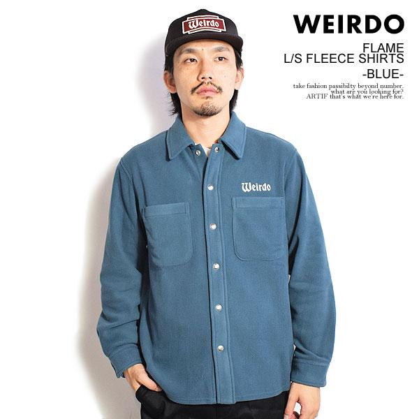 WEIRDO ウィアード シャツ FLAME - L/S FLEECE SHIRTS -BLUE WEIRDO ウィアード シャツ FLAME - L/S FLEECE SHIRTS -BLUE