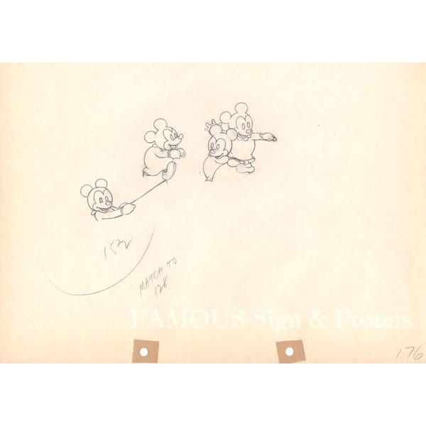 オリジナルイラスト4枚セット ミッキーマウス 映画グッズ Mickeys Nightmare ディズニー グッズ 鉛筆画 額装サービス 額装サービス グッズ K 0116 フェーマス サイン ポスターズ