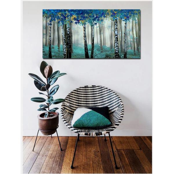 絵画 北欧風の壁アートNORDIC FOREST BLUE TEAL 壁掛け インテリア 壁